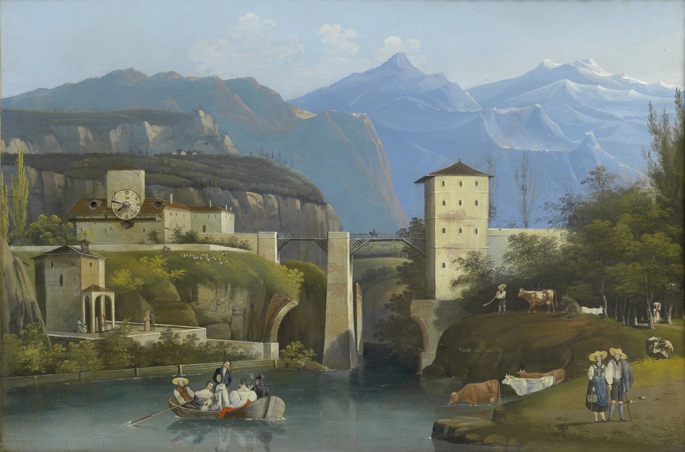 Reloj de imágenes Biedermeier Ponte de Crevola de Unknown