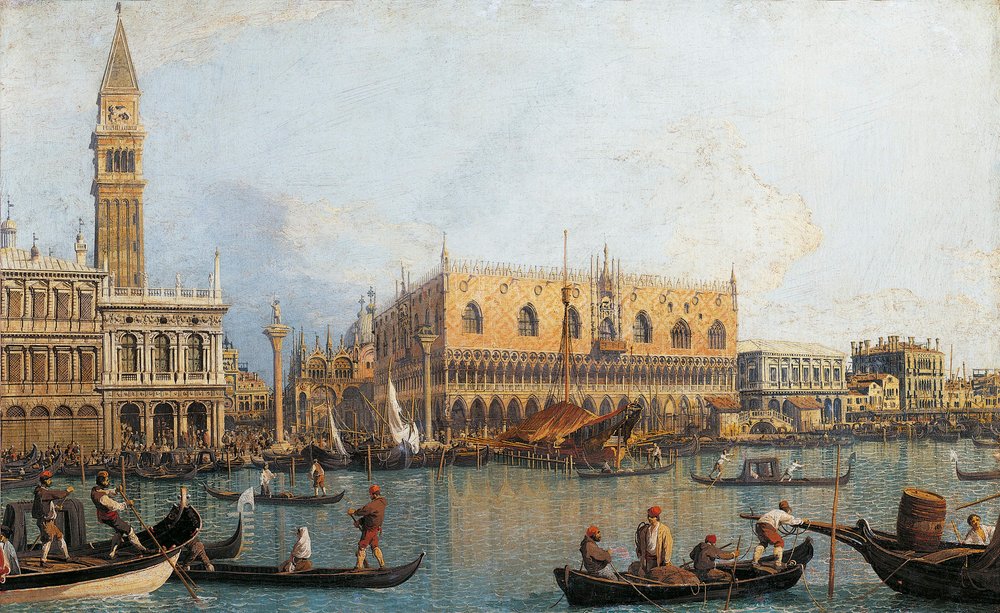 Italia, Florencia, Vista pintada del Palacio Ducal de Venecia (pintura) de (1697-1768) Canaletto