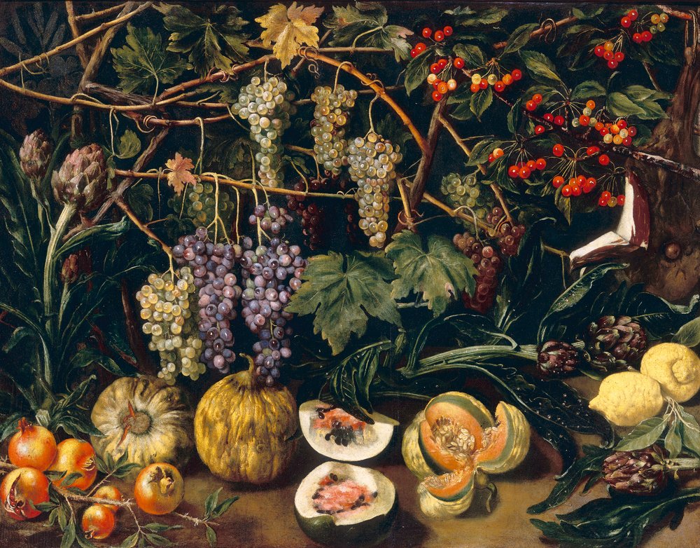 Uvas y calabazas de Florentine School