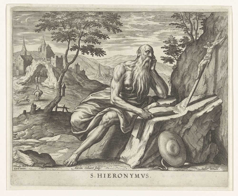 Padre de la Iglesia Jerónimo Los cuatro padres de la iglesia (título de la serie) de Adriaen Collaert