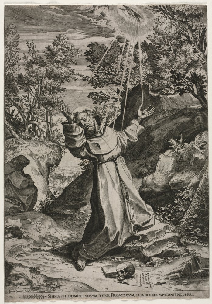 San Francisco Recibiendo los Estigmas, 1586 de Agostino Carracci