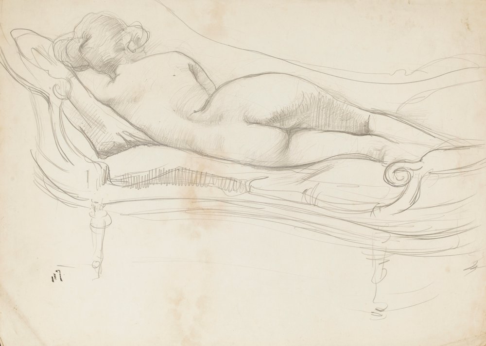 Desnudo durmiendo en un sofá de Albert de Belleroche