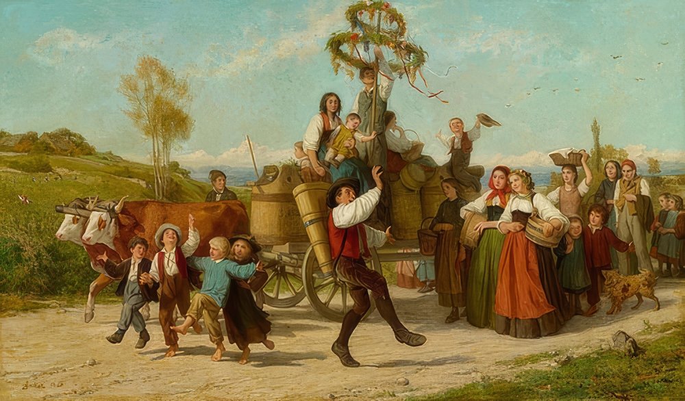 La fiesta de los viticultores. 1865 de Albert Anker