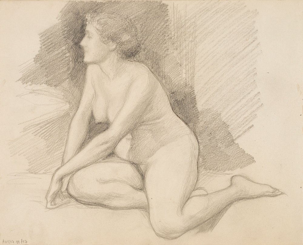 Sentarse desnudo de Albert Edelfelt
