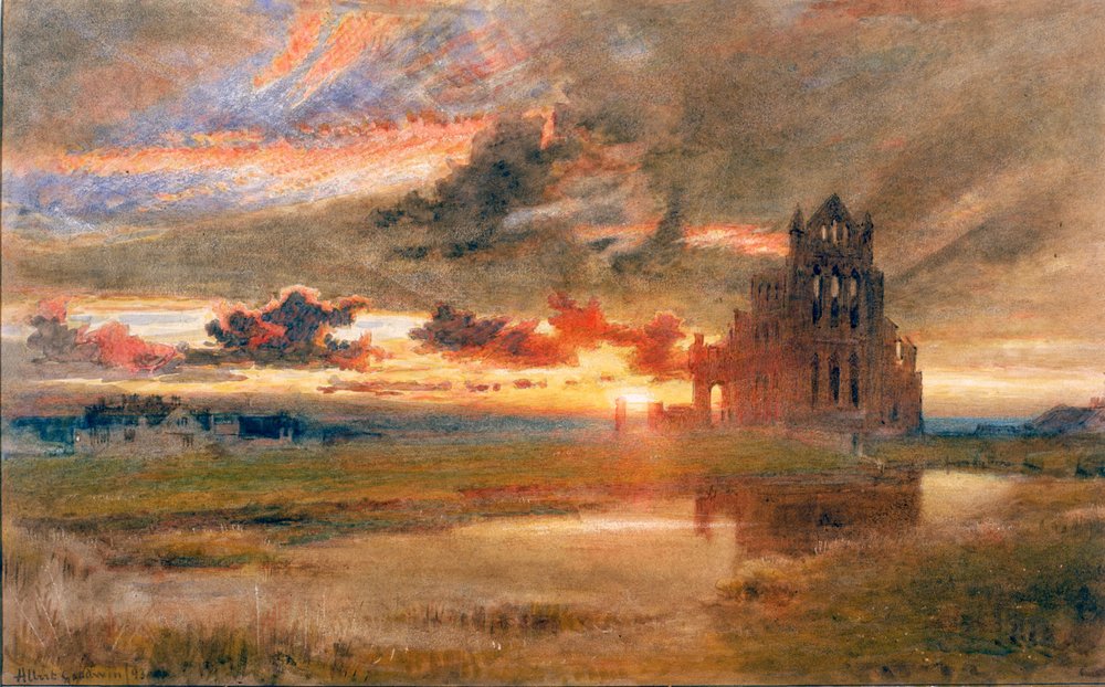 Whitby - La abadía de santa Hilda de Albert Goodwin