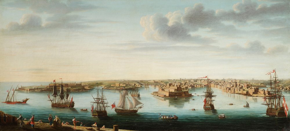 Una de un conjunto de siete vistas de La Valeta, Malta y sus alrededores de Alberto Pullicino
