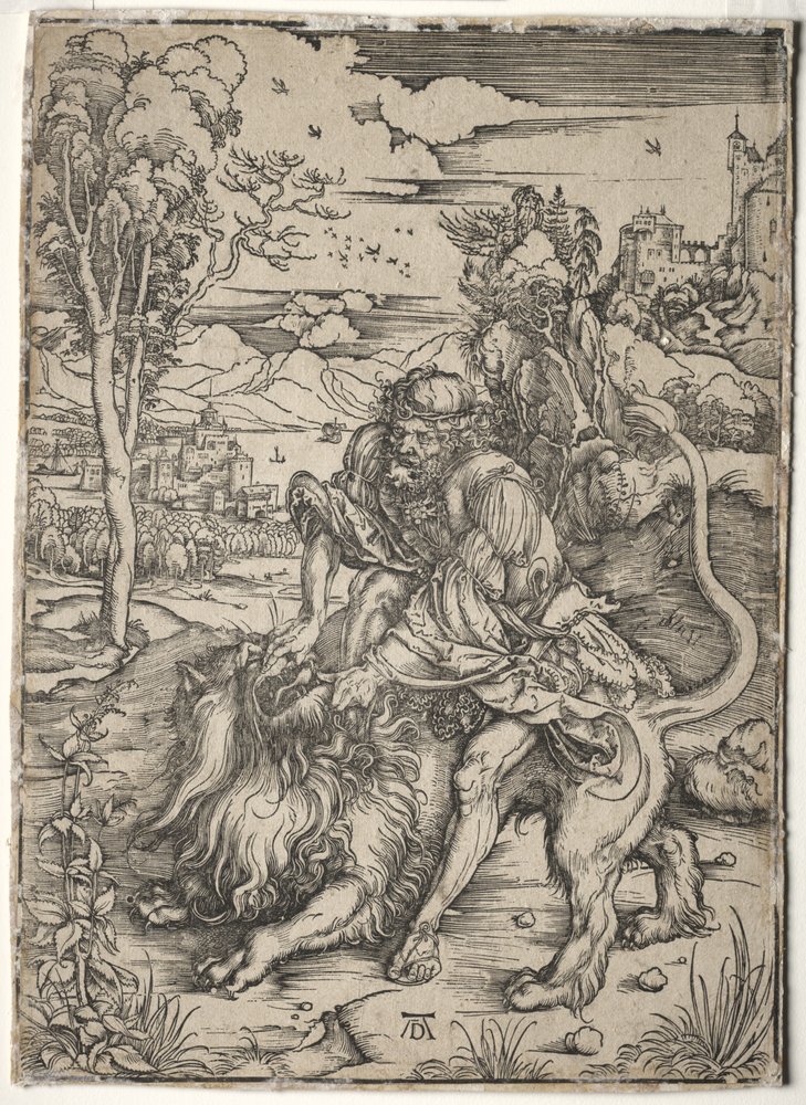 Sansón Matando al León de Albrecht Dürer