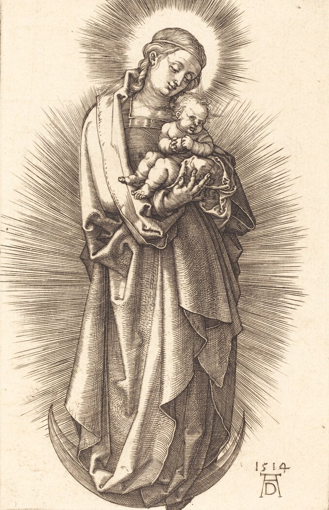 La Virgen y el Niño en una Media Luna con un Diadema, 1514 de Albrecht Dürer