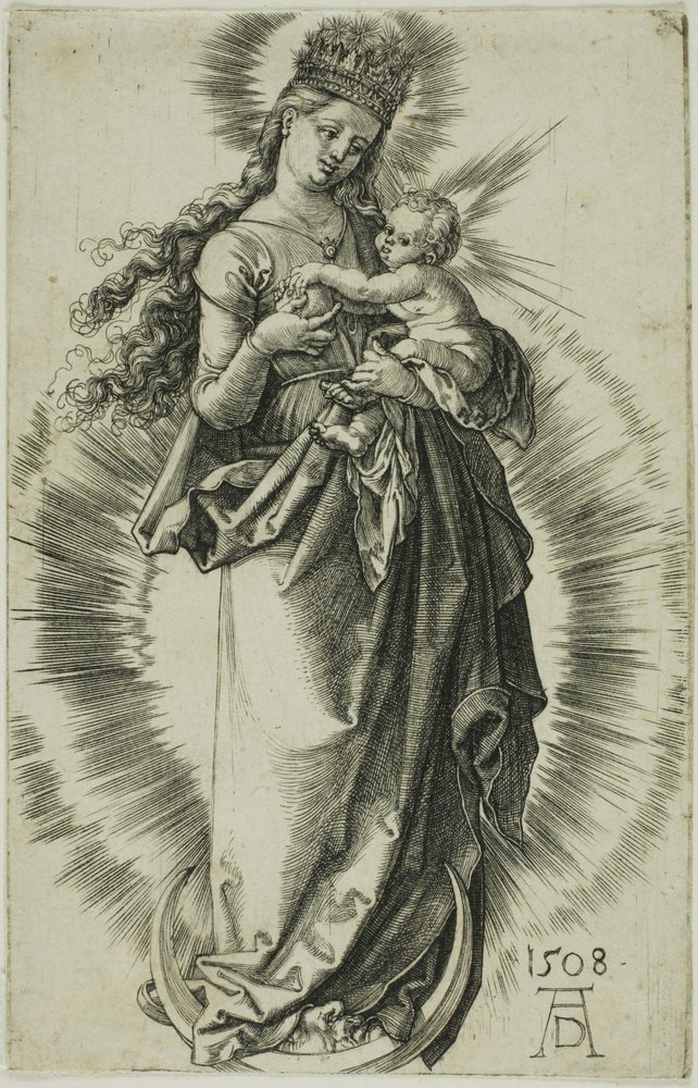 La Virgen en el creciente con una corona de estrellas de Albrecht Dürer