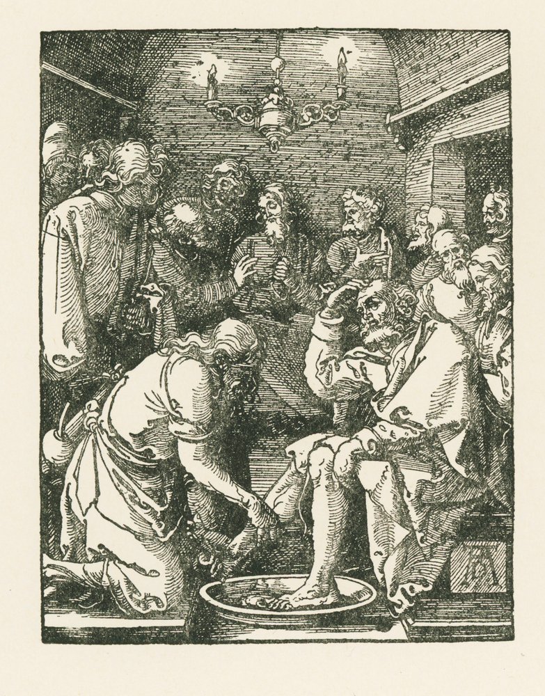 Cristo lavando los pies a Pedro, c.1508-08 (xilografía) de Albrecht Dürer or Duerer