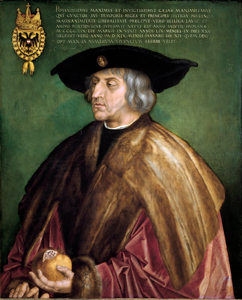 Retrato del emperador del Sacro Imperio Romano Germánico Maximiliano I de Habsburgo (1459-1519), pintura de Albrecht Dürer (1471-1528) de Albrecht Dürer