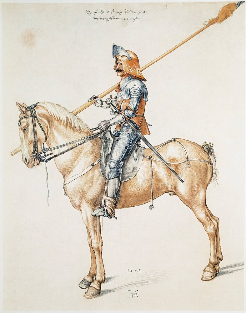 El caballero armado. Dibujo a la acuarela a partir de un original de Albrecht Dürer de Albrecht Dürer