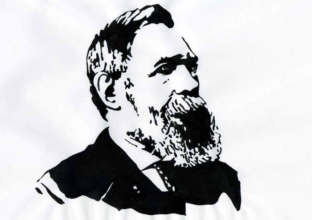 Retrato de Friedrich Engels (1820-1895), teórico socialista y político alemán (Friedrich Engels, filósofo, científico social y periodista alemán) de Alessandro Lonati
