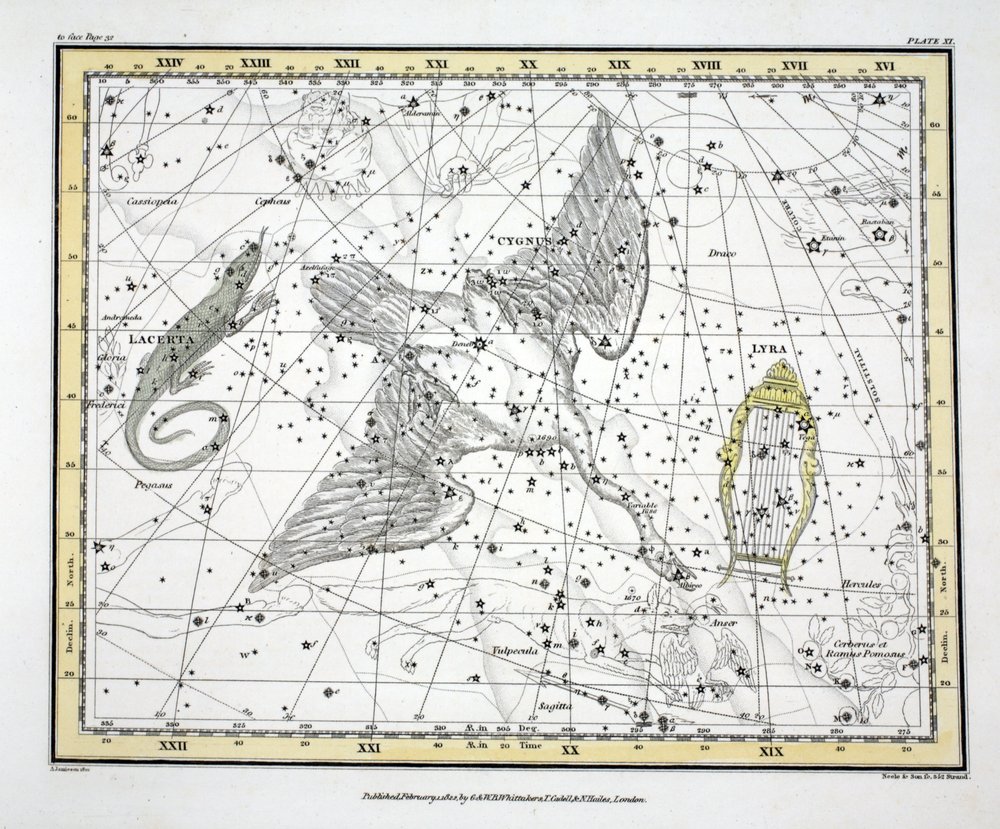 Las Constelaciones (Placa XI) Cygnus, Lacerta y Vía Láctea, de 