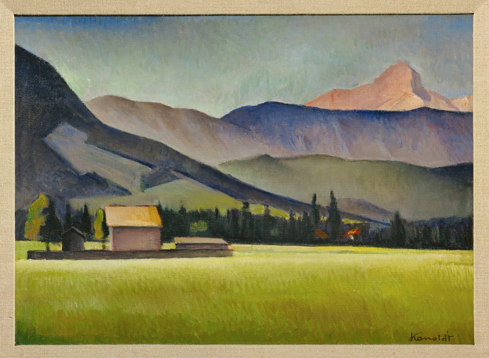 Pico Daniel en los montes Zugspitz, Baviera (pintura sobre cartón) de Alexander Kanoldt