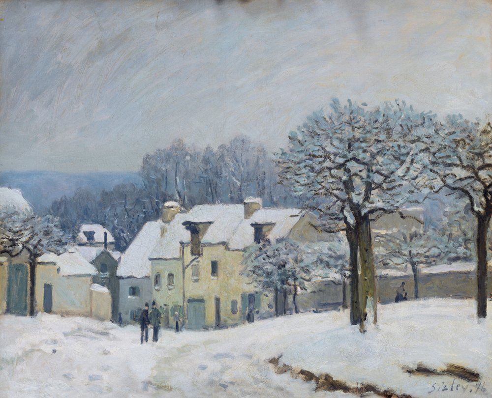 La Place du Chenil en Marly-le-Roi, Nieve, 1876
