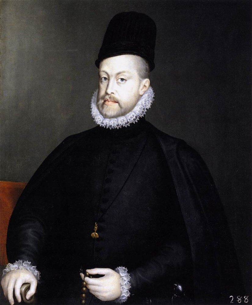 Felipe II sosteniendo un rosario de Alonso Sánchez Coello