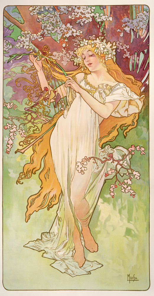 Las estaciones: Primavera, 1896 de Alphonse Mucha