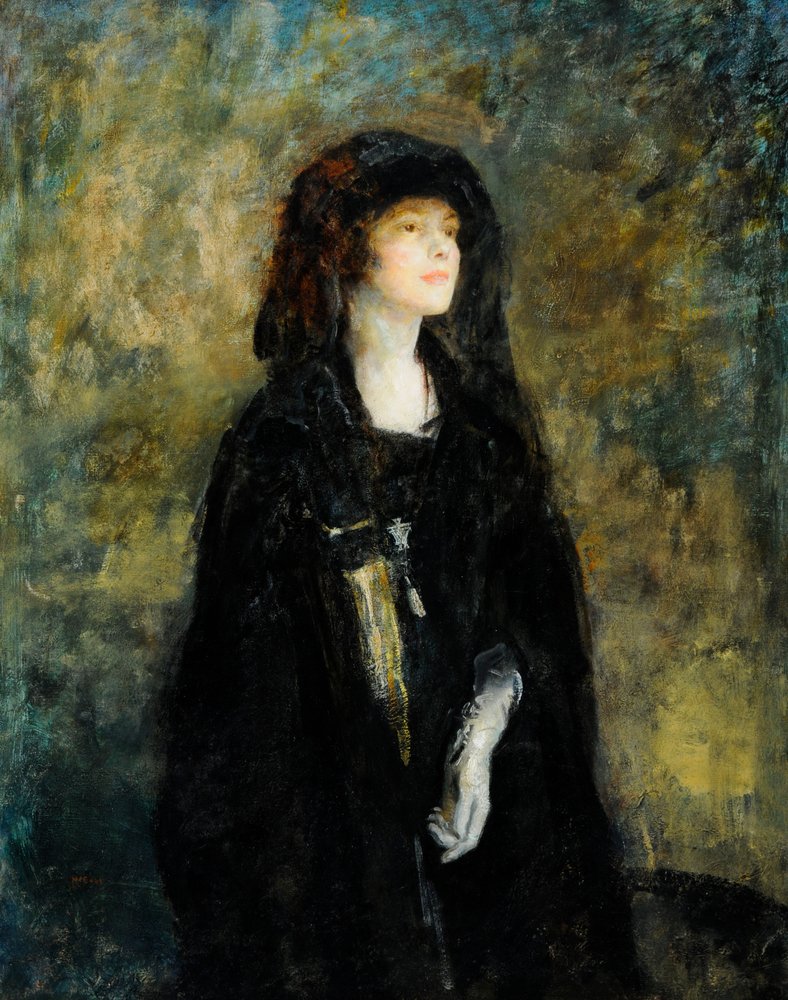 La señora Claude Johnson de negro de Ambrose McEvoy