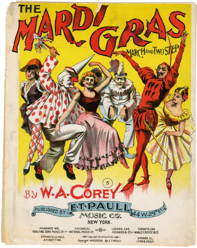 El Marcha de Mardi Gras y Two Step [portada de partitura], 1897 de American School