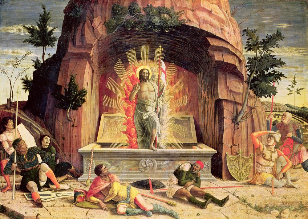 La Resurrección, panel derecho de la predela del retablo de san Zenón de Verona, 1456-60 de Andrea Mantegna