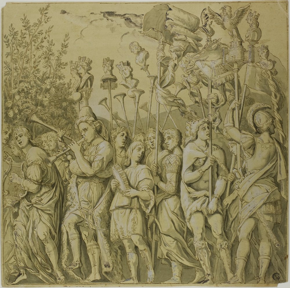 Triunfos de Julio César: Lienzo No. VII de Andrea Mantegna