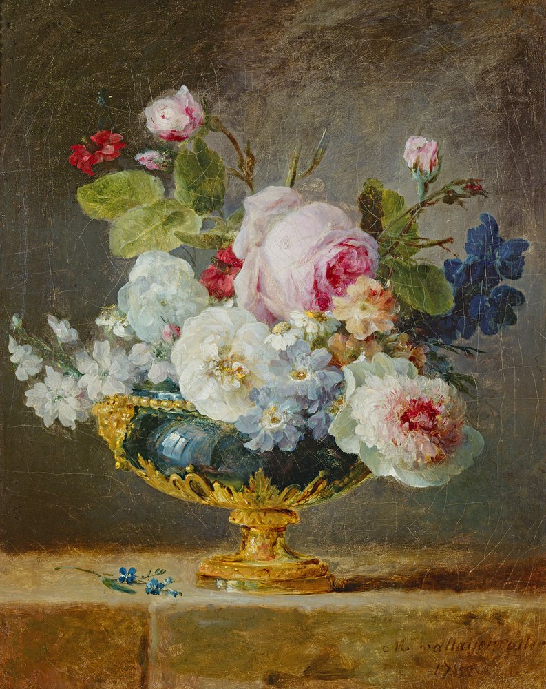 Flores en un jarrón azul, 1782 de Anne Vallayer-Coster