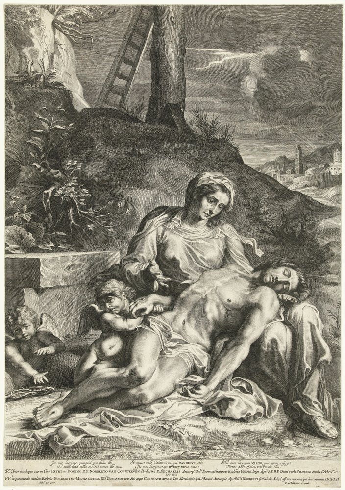 Piedad, grabada por Pieter de Bailliu de Annibale (after) Carracci