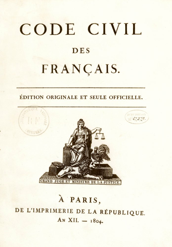 Frontispicio de una de las doce ediciones originales del 'Código civil ...