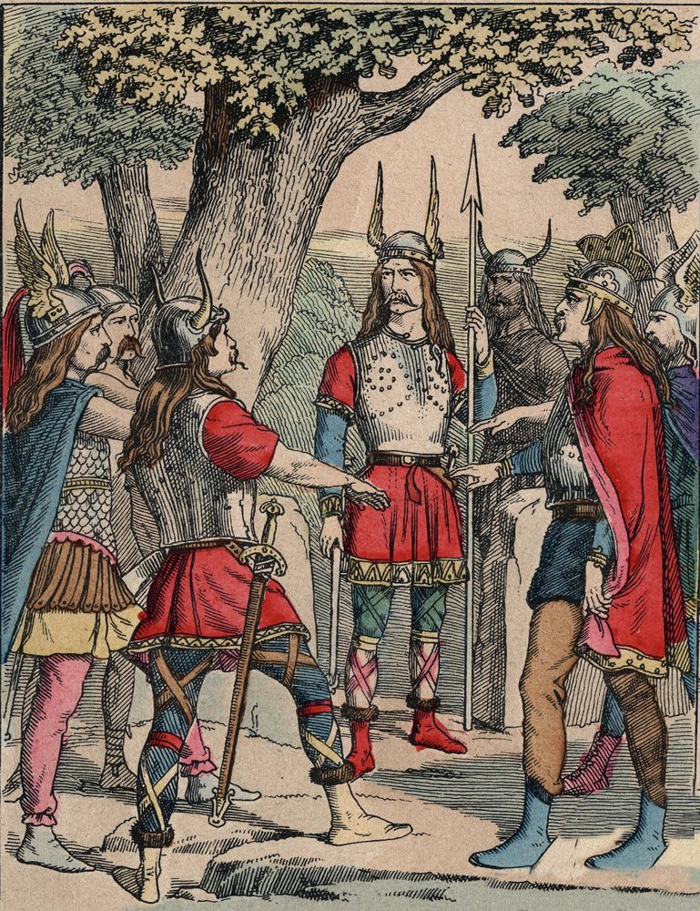 Representación de Vercingetorix (ca. 80-c. 46 a.C.) guerrero y líder galo de la tribu de los Arvernos elegido por su pueblo para liderar la guerra contra los romanos. de Anonymous Anonymous