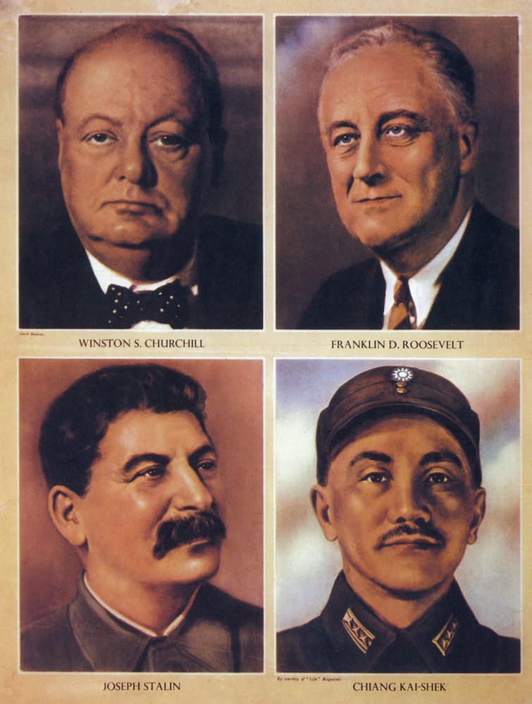 Los líderes aliados de la Segunda Guerra Mundial - Winston Churchill, Franklin Delano Roosevelt, Iósif Stalin y Chiang Kai-shek - 1943 de Anonymous Anonymous