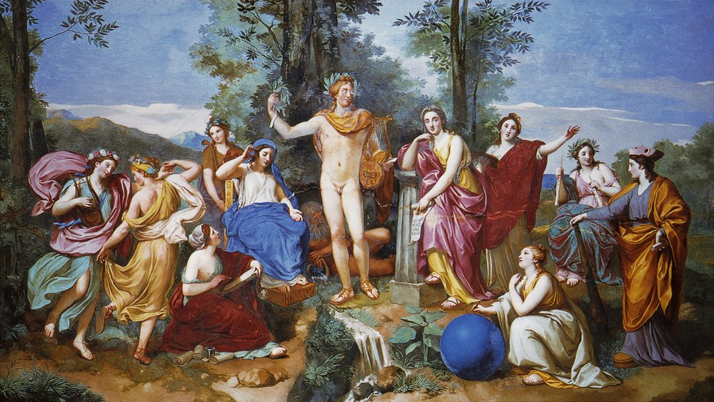 Apolo, Mnemosine y las nueve musas de Anton Raphael Mengs