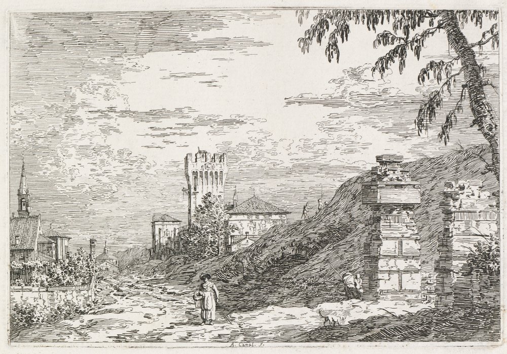 Vistas: Dos pilares en ruinas de Antonio Canaletto