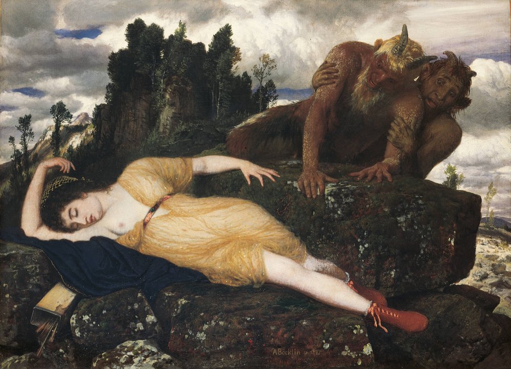 Diana dormida vigilada por dos faunos, 1877 de Arnold Böcklin