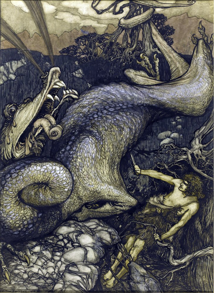 Sigurd el matador de dragones | Arthur Rackham