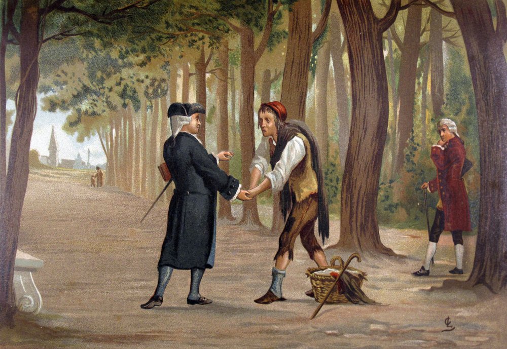 Lord Ramsay decide iniciarse en la masonería. Ilustración de 1889 de Artist Unknown
