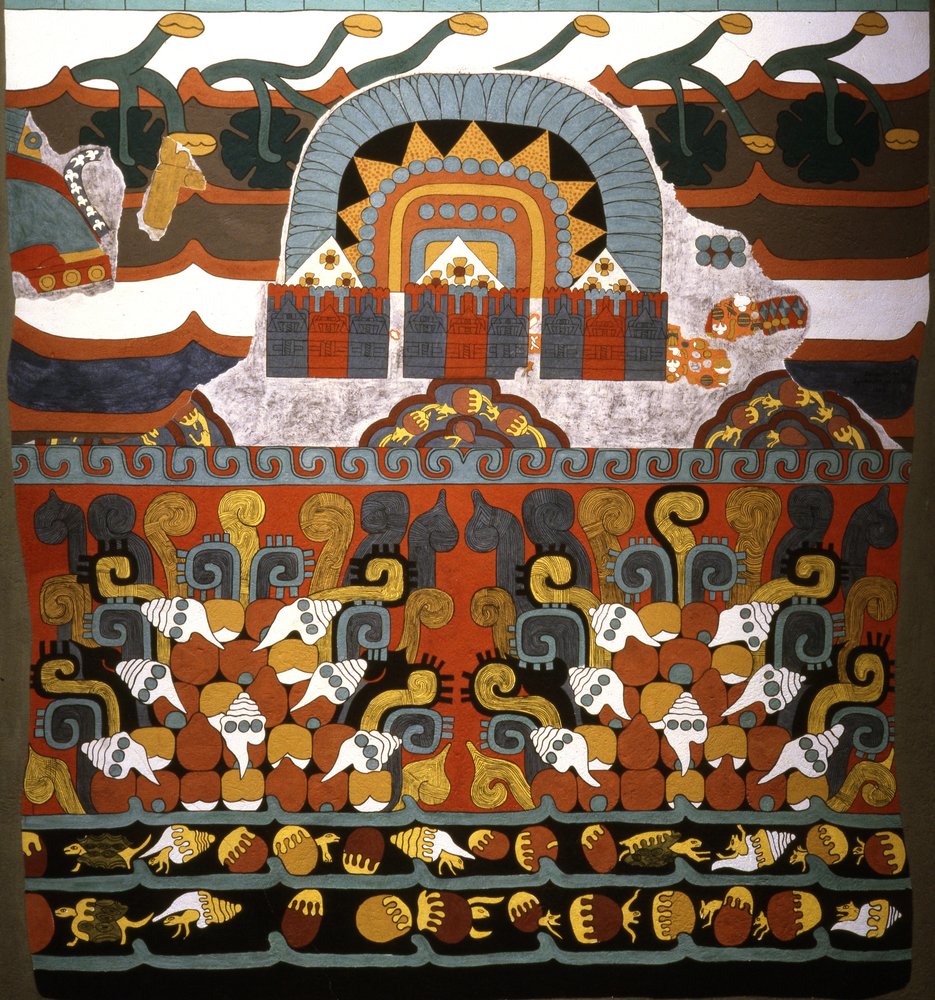 Mural de Tlalocan de Teotihuacan, período Clásico Temprano de Aztec
