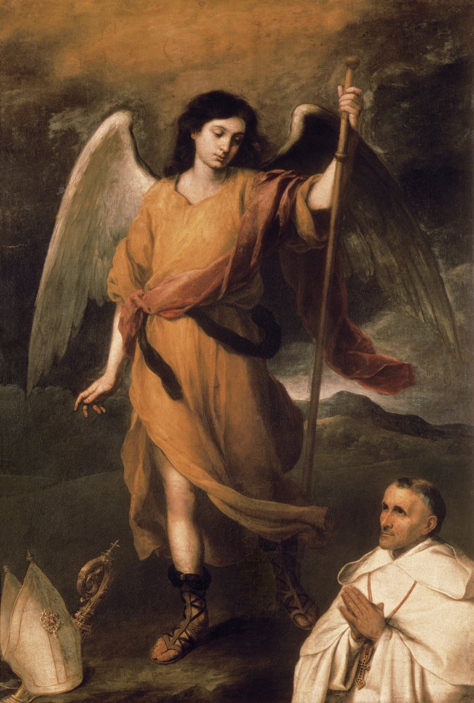 Arcángel Rafael con el obispo Domonte de Bartolomé Esteban Murillo