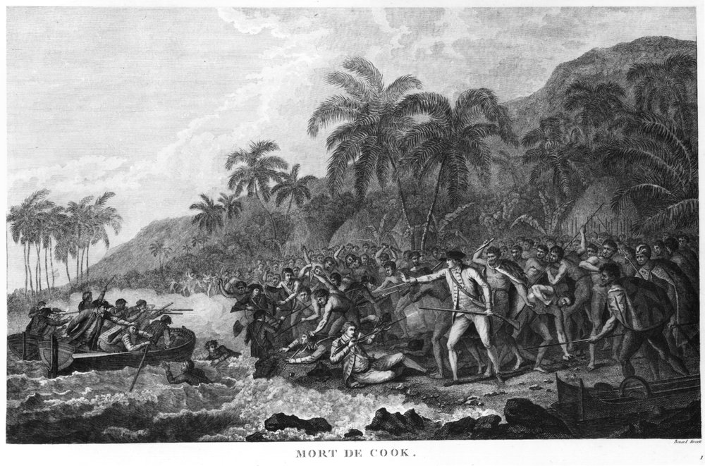 La muerte del Capitán James Cook (1728-79) 14 de febrero de 1779 de Robert Benard