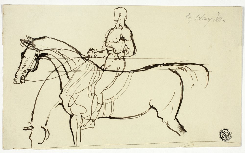 Boceto de caballo y jinete de Benjamin Robert Haydon