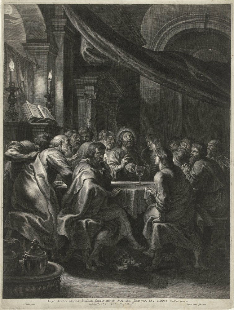 Cristo y los Apóstoles en la Última Cena de Boëtius Adamsz. Bolswert