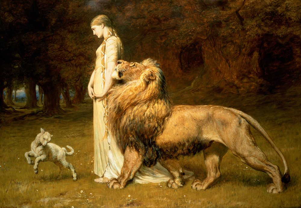 Una y el león, de La reina de las hadas de Spenser, 1880 de Briton Riviere