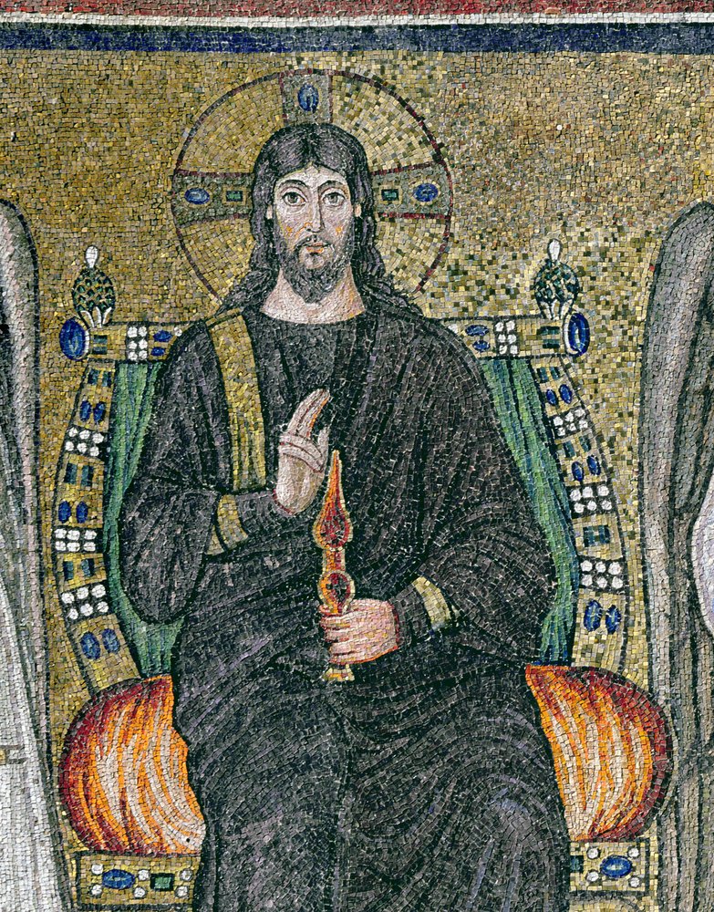 Cristo entronizado con los ángeles (detalle de 344548) de Byzantine School