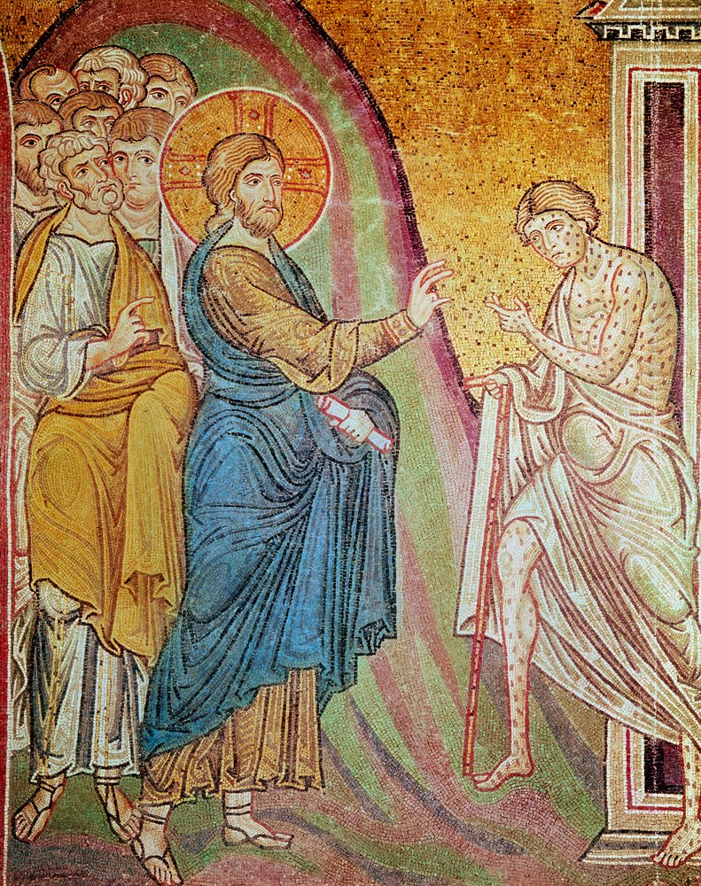 Jesús cura a un leproso de Byzantine School