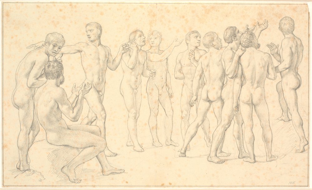 Estudio de un grupo de hombres desnudos de Christoffer Wilhelm Eckersberg