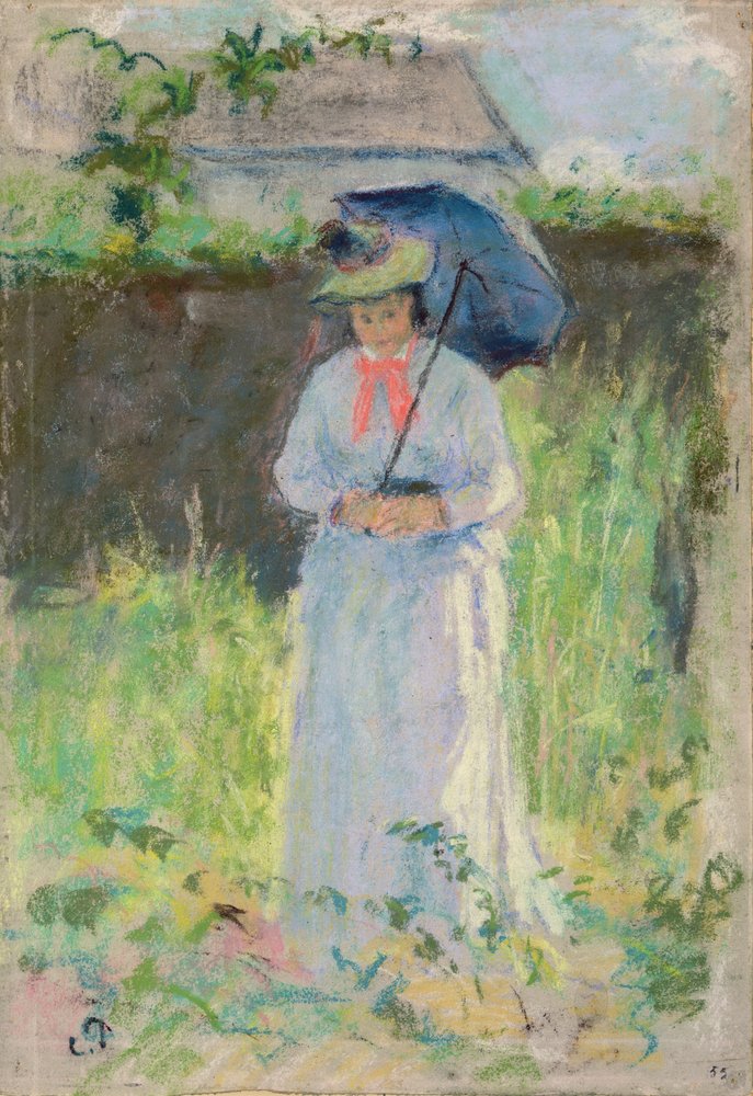 Mujer con una sombrilla de Camille Jacob Pissarro