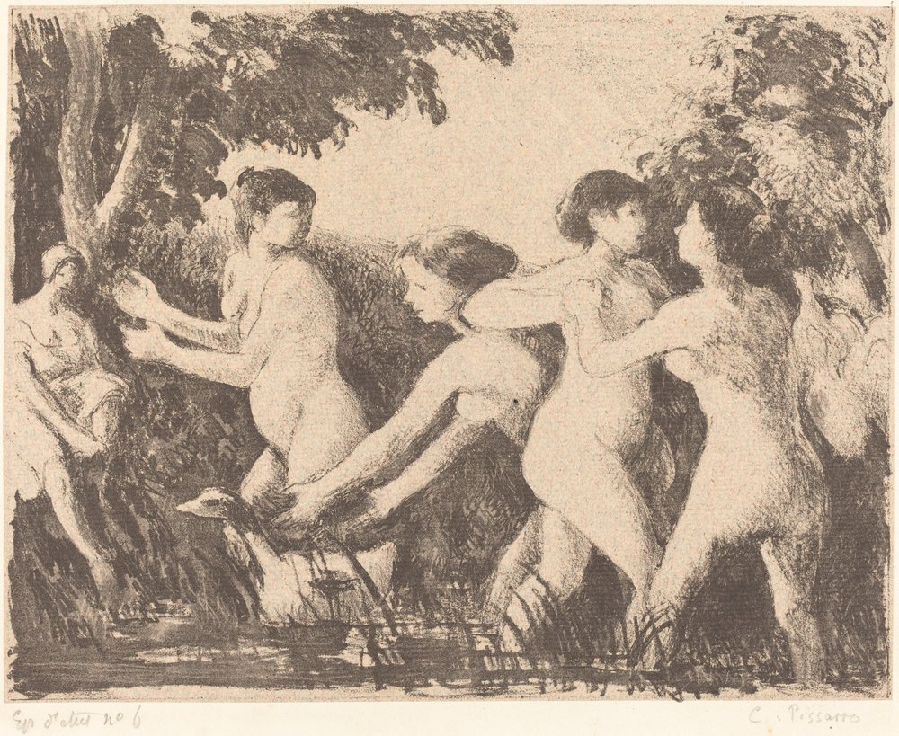 Baigneuses luttant de Camille Pissarro