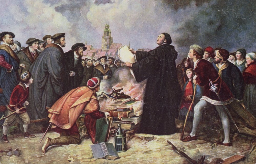 Martín Lutero quemando la bula papal de Carl Friedrich Lessing