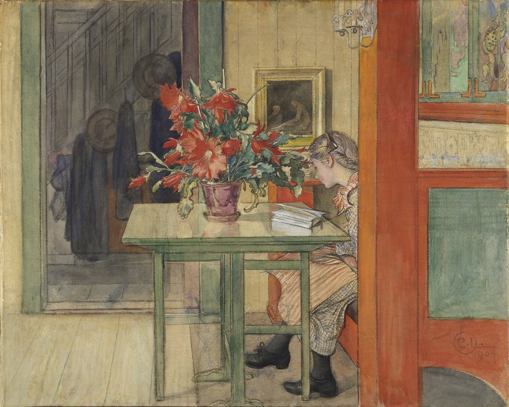 Lisbeth Leyendo de Carl Larsson