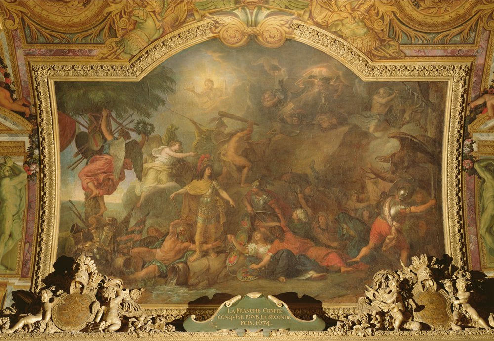 Franche-Comté Conquistada por Segunda Vez, Pintura del Techo de la Galería de los Espejos de Charles Le Brun